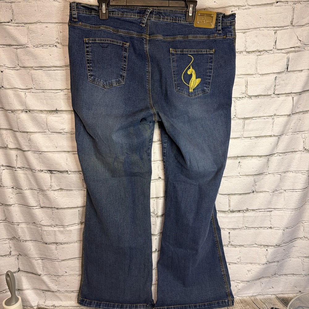 Vintage Baby Phat Jeans 20 Blue Bootcut Embroidered Cat Logo Hip Hop 90s